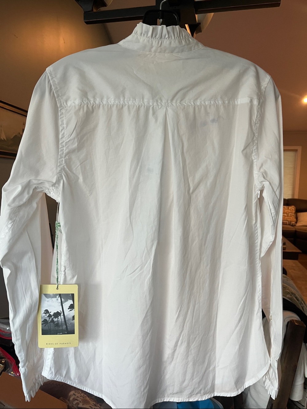 Trovata Birds of Paradis Breezy Ruffle Collar Henley Cotton Blouse - Picture 10 of 17